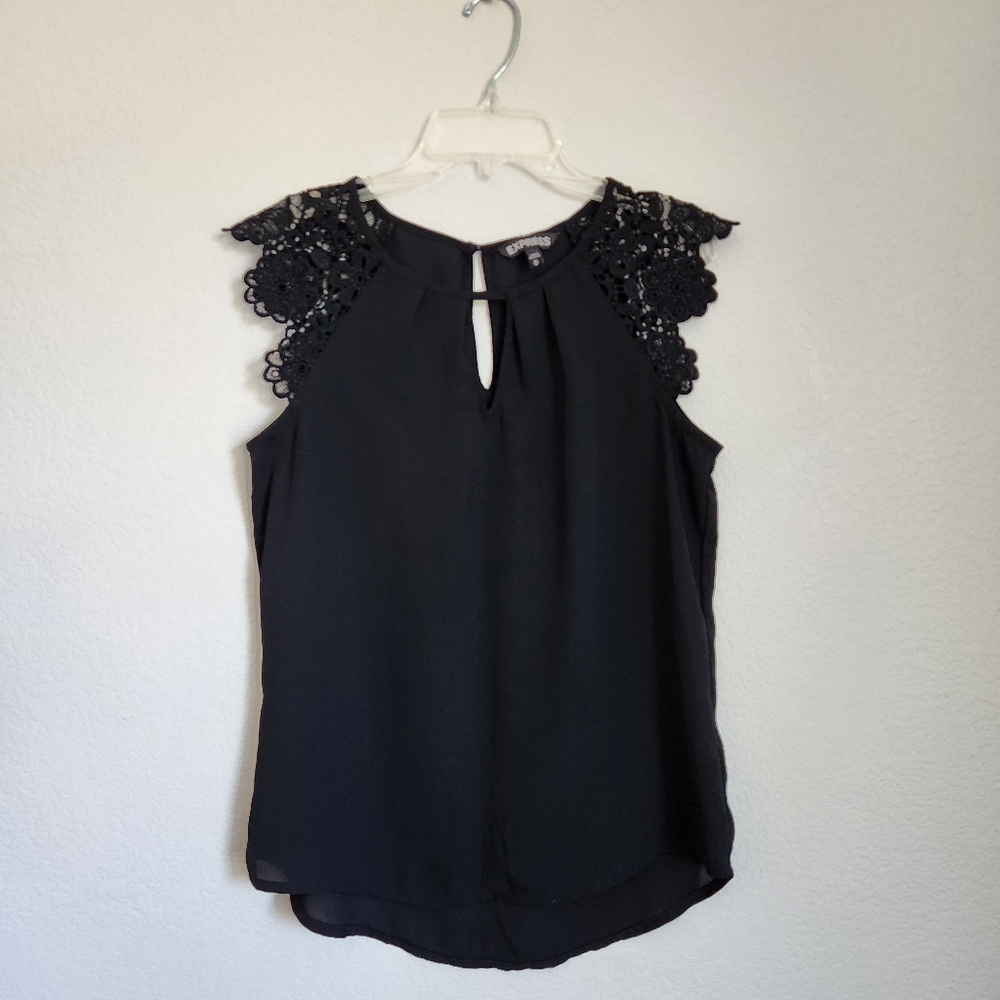Express Black Lace Sleeves Women's Top